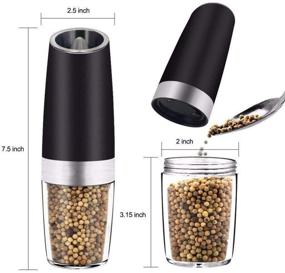 img 1 attached to 🧂 Premium Stainless Steel Salt and Pepper Grinder Set - Gravity Electric, Battery-Operated with Adjustable Coarseness, LED Light (BLACK 1-PACK)