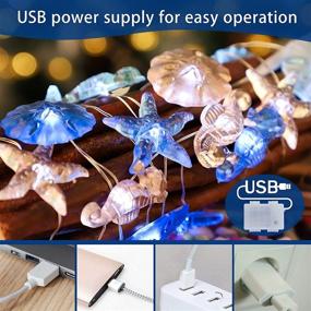 img 3 attached to 🌊 Nautical Theme Decorative String Lights - Impress Life Under The Sea Sand Dollars Seahorse Beach Lights with Battery & USB Plug-in and Remote Control - 10ft 30 LEDs for Covered Outdoor Camping, Wedding, Birthday Party