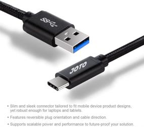 img 2 attached to 🔌 JOTO Провод Type C Extra Long 10ft, USB-C 3.1 Type-C к USB 3.0 Type A Провод для зарядки и передачи данных - из прочной плетеной нейлоновой ткани для iPad Pro 12.9 / 11, Galaxy Ultra S20+, S10, S9, Note 10, 9, Tab S4, Nintendo Switch - Черный.