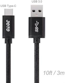 img 3 attached to 🔌 JOTO Провод Type C Extra Long 10ft, USB-C 3.1 Type-C к USB 3.0 Type A Провод для зарядки и передачи данных - из прочной плетеной нейлоновой ткани для iPad Pro 12.9 / 11, Galaxy Ultra S20+, S10, S9, Note 10, 9, Tab S4, Nintendo Switch - Черный.