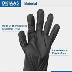 img 2 attached to 🧤 OKIAAS Disposable Medium Black Plastic Gloves, 100 Count - Latex-Free, Thin and Loose-Fitting TPE Gloves for Food Preparation, Cooking, Hair Dyeing