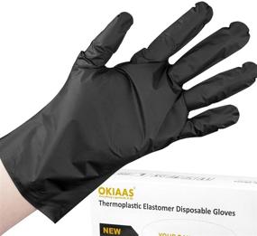 img 3 attached to 🧤 OKIAAS Disposable Medium Black Plastic Gloves, 100 Count - Latex-Free, Thin and Loose-Fitting TPE Gloves for Food Preparation, Cooking, Hair Dyeing