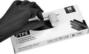 img 4 attached to 🧤 OKIAAS Disposable Medium Black Plastic Gloves, 100 Count - Latex-Free, Thin and Loose-Fitting TPE Gloves for Food Preparation, Cooking, Hair Dyeing