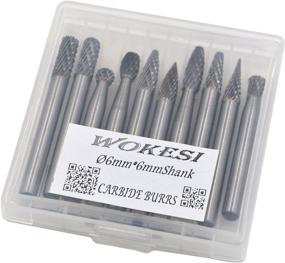 img 1 attached to 🔧 Wokesi 10Pcs 1/4" Solid Tungsten Carbide File Cutter Taper Points Burrs Grinding Head Set - Fits Rotary Tools (6mm Shank Diameter), Endmills, Bits for Enhanced Cutting Performance