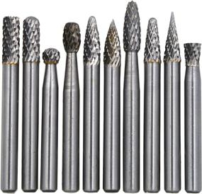 img 2 attached to 🔧 Wokesi 10Pcs 1/4" Solid Tungsten Carbide File Cutter Taper Points Burrs Grinding Head Set - Fits Rotary Tools (6mm Shank Diameter), Endmills, Bits for Enhanced Cutting Performance