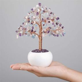 img 2 attached to 🌳 Good Luck Home Decoration: MANIFO Healing Gemstone Crystal Tree with Quartz Crystals Money Tree Feng Shui Figurine (Mixed Amethyst + Rose Quartz + Aquamarine)