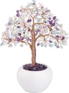 🌳 good luck home decoration: manifo healing gemstone crystal tree with quartz crystals money tree feng shui figurine (mixed amethyst + rose quartz + aquamarine) логотип