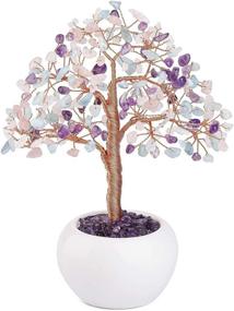 img 4 attached to 🌳 Good Luck Home Decoration: MANIFO Healing Gemstone Crystal Tree with Quartz Crystals Money Tree Feng Shui Figurine (Mixed Amethyst + Rose Quartz + Aquamarine)