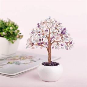 img 3 attached to 🌳 Good Luck Home Decoration: MANIFO Healing Gemstone Crystal Tree with Quartz Crystals Money Tree Feng Shui Figurine (Mixed Amethyst + Rose Quartz + Aquamarine)