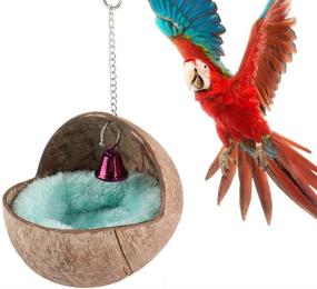 img 4 attached to Keersi Coconut Shell Bird Nest Hut Toy: Ideal Bed for Parrots, Budgies, Cockatiels, and More!