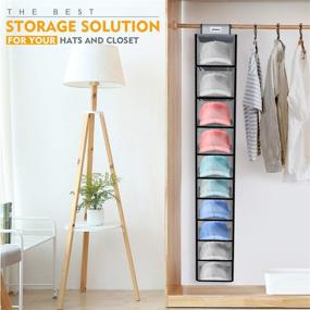 img 3 attached to 👚 Hanging Closet Organizer Shelves with Cover - 10 Shelf Hat Rack and Baseball Cap Storage for Wardrobe