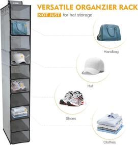 img 2 attached to 👚 Hanging Closet Organizer Shelves with Cover - 10 Shelf Hat Rack and Baseball Cap Storage for Wardrobe