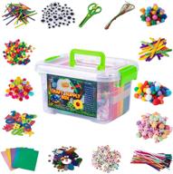 🎨 large arts & crafts kit box - over 2,000 pieces pompoms, craft sticks, pipe cleaners, scissors, & more - art supplies set for adults & kids 6-12 - spacious organizer box logo