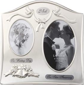 img 3 attached to 🖼️ Lawrence Frames Satin Silver and Brass Plated 2 Opening Picture Frame: Elegant 25th Anniversary Design