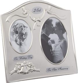 img 4 attached to 🖼️ Lawrence Frames Satin Silver and Brass Plated 2 Opening Picture Frame: Elegant 25th Anniversary Design