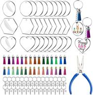 🔑 clear acrylic keychain blanks set - 120pcs blanks for vinyl, including 30pcs acrylic blanks, 30pcs keychain tassels, 30pcs key chain rings, and 30pcs jump rings - perfect for diy keychain vinyl crafting logo