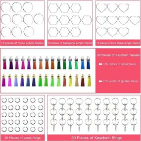 img 2 attached to 🔑 Clear Acrylic Keychain Blanks Set - 120PCS Blanks for Vinyl, Including 30PCS Acrylic Blanks, 30PCS Keychain Tassels, 30PCS Key Chain Rings, and 30PCS Jump Rings - Perfect for DIY Keychain Vinyl Crafting