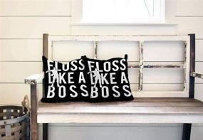 img 2 attached to Kutita Floss Like a Boss Pillow Covers - Decorative Set of 2, 18X18 inch - 🎵 Art Banner Black Dance Games Live Quote Symbol Shirt Throw Pillows for Bedroom, Living Room, Sofa, and Décor