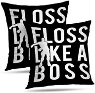 kutita floss like a boss pillow covers - decorative set of 2, 18x18 inch - 🎵 art banner black dance games live quote symbol shirt throw pillows for bedroom, living room, sofa, and décor logo