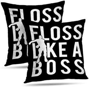 img 4 attached to Kutita Floss Like a Boss Pillow Covers - Decorative Set of 2, 18X18 inch - 🎵 Art Banner Black Dance Games Live Quote Symbol Shirt Throw Pillows for Bedroom, Living Room, Sofa, and Décor