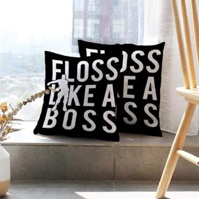 img 3 attached to Kutita Floss Like a Boss Pillow Covers - Decorative Set of 2, 18X18 inch - 🎵 Art Banner Black Dance Games Live Quote Symbol Shirt Throw Pillows for Bedroom, Living Room, Sofa, and Décor