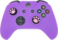 🐾 purple brhe cute skin cover for xbox one / series x/s controller - anti-slip silicone grip protective case set with 2 cat paw thumb grips caps - wireless/wired gamepad joystick accessories (xb one) logo