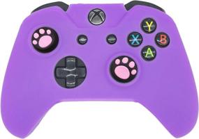 img 4 attached to 🐾 Purple BRHE Cute Skin Cover for Xbox One / Series X/S Controller - Anti-Slip Silicone Grip Protective Case Set with 2 Cat Paw Thumb Grips Caps - Wireless/Wired Gamepad Joystick Accessories (XB One)