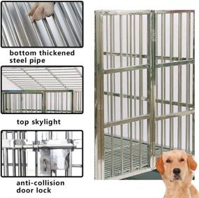 img 2 attached to 🐾 High-Quality Stainless Steel Dog Crate and Playpen - Heavy Duty Metal Cage with Lockable Door, Wheels, Removable Tray - Perfect for Indoor and Outdoor Training of Large Dogs