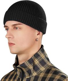 img 3 attached to Stay Warm in Style: Vidsel Short Fisherman Beanie for Men and Women – Swag Wool Knit Cuff Trawler Skullcap, Perfect Winter Warm Hat