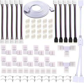 img 4 attached to 🔌 FSJEE 4 Pin LED Strip Connector Kit for 5050 10mm LED Light Strip with 8 Solderless Accessories - Ideal for DIY LED Strip Lighting Projects