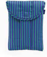 🎒 baggu puffy tablet sleeve: cobalt and jade stripe - durable ripstop nylon 8" electronics sleeve logo