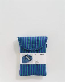 img 1 attached to 🎒 BAGGU Puffy Tablet Sleeve: Cobalt and Jade Stripe - Durable Ripstop Nylon 8" Electronics Sleeve