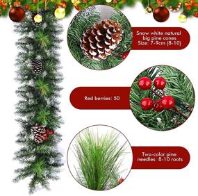 img 2 attached to 🎄 Enhance Your Holiday Ambiance with Kevizewo Prelit Christmas Garland: 9 Ft, 50 LED Lights, 8 Modes, Battery Operated Indoor/Outdoor Decor for Fireplaces, Stair Rails, and Mantle