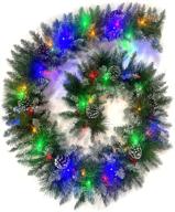 🎄 enhance your holiday ambiance with kevizewo prelit christmas garland: 9 ft, 50 led lights, 8 modes, battery operated indoor/outdoor decor for fireplaces, stair rails, and mantle logo