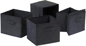 img 2 attached to 📚 Winsome Wood Capri Storage Shelf with 4 Foldable Black Fabric Baskets - 2 Section Organizer