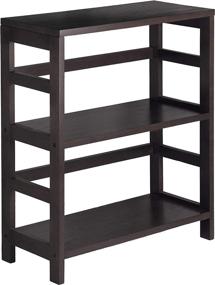 img 3 attached to 📚 Winsome Wood Capri Storage Shelf with 4 Foldable Black Fabric Baskets - 2 Section Organizer