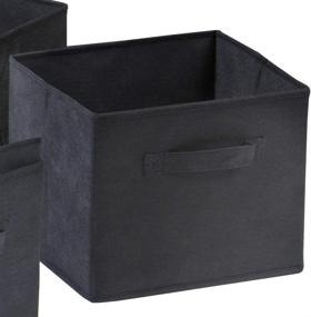 img 1 attached to 📚 Winsome Wood Capri Storage Shelf with 4 Foldable Black Fabric Baskets - 2 Section Organizer