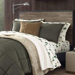 img 2 attached to Eddie Bauer Home Sherwood Collection Comforter Set - Sherpa 🛏️ Обратимый постельный комплект, ультра-мягкий и уютный, размер Queen, зеленый, включает соответствующую наволочку(и).