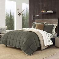eddie bauer home sherwood collection comforter set - sherpa 🛏️ обратимый постельный комплект, ультра-мягкий и уютный, размер queen, зеленый, включает соответствующую наволочку(и). логотип