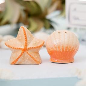 img 1 attached to 🌊 Ocean Starfish Shell Ceramic Salt Pepper Shaker Set by Jayp