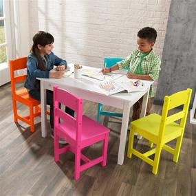 img 2 attached to 🎨 KidKraft Wooden Kids Table and 4 Chair Set, Colorful Children's Furniture - Highlighter, Great Gift for Ages 3-8