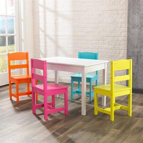 img 1 attached to 🎨 KidKraft Wooden Kids Table and 4 Chair Set, Colorful Children's Furniture - Highlighter, Great Gift for Ages 3-8
