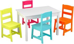 img 3 attached to 🎨 KidKraft Wooden Kids Table and 4 Chair Set, Colorful Children's Furniture - Highlighter, Great Gift for Ages 3-8