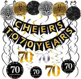 img 4 attached to 70th Birthday Party Decorations Pack - Complete Set for Celebrating 70 Years - Cheers to 70 Years Banner, Poms, Sparkling Swirls & More!