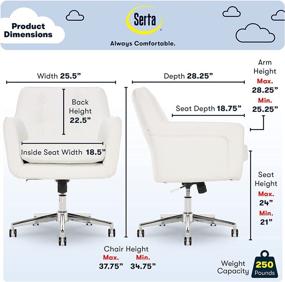 img 2 attached to Serta Style Ashland Home Office Chair: Sleek White Bonded Leather Comfort