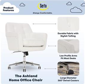 img 3 attached to Serta Style Ashland Home Office Chair: Sleek White Bonded Leather Comfort