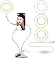 📸 ubeesize selfie ring light with cell phone holder stand: perfect for live streaming, makeup, and photography, featuring 3-light modes & 10-level brightness with flexible long arms - compatible with android and iphone logo