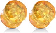 🔳 pierced owl imitation amber double flared solid saddle plugs - premium quality pair logo