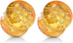 img 3 attached to 🔳 Pierced Owl Imitation Amber Double Flared Solid Saddle Plugs - Premium Quality Pair