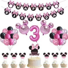 img 4 attached to 🎉 49 Pcs Minnie Party Decorations: Perfect Supplies for 3rd Baby Girl Minnie Theme Birthday Bash - Ideal for 3 Year Old Kids (3rd)